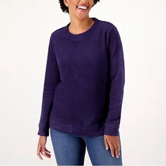 Denim & Co. Comfort Zone Baby Sherpa Crewneck Pullover - Picture 1 of 3